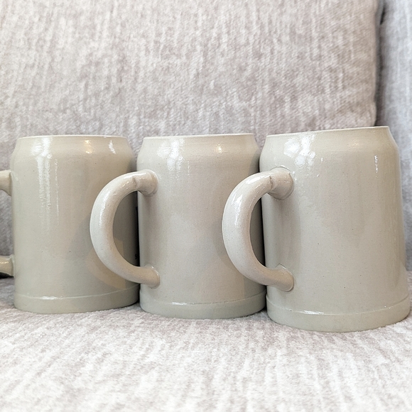 German set of 3 beer mugs ceramic stoneware Germany blue logo - Picture 7 of 13